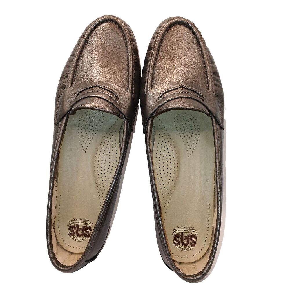 Vintage Ladies SAS Tripad Comfort Bronze Copper Leather Loafer 9 W USA Made